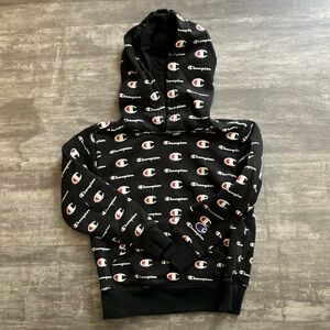 Boys Champion Black Logo Hoodie
